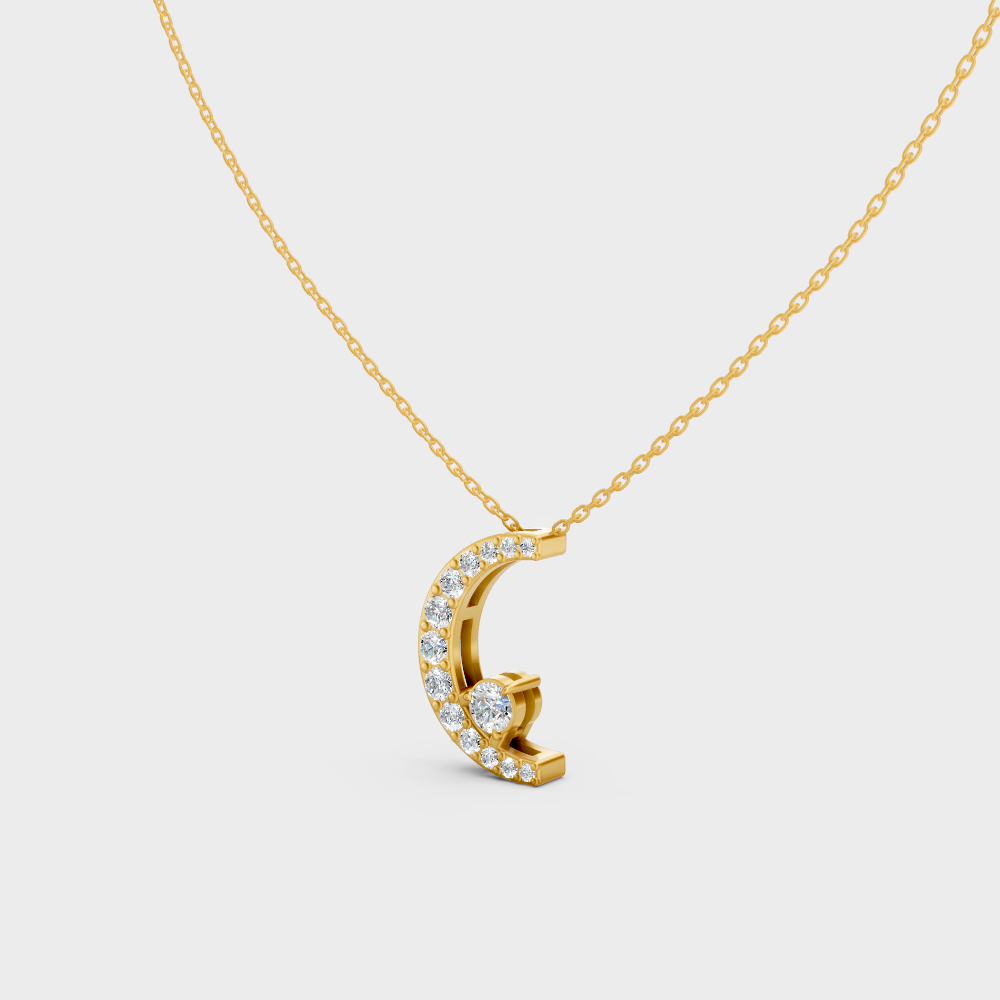 GLI Certified Round Cut Lab-Grown Diamond Pendant Necklace In Hallmark Yellow Gold