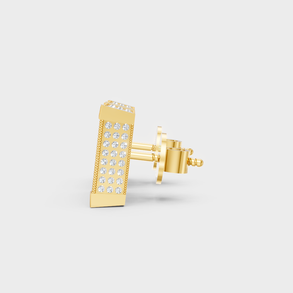 Everyday Wear Men’s Diamond Stud Earrings In Yellow Gold 1.54 Ct Total