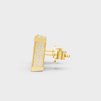 Everyday Wear Men’s Diamond Stud Earrings In Yellow Gold 1.54 Ct Total