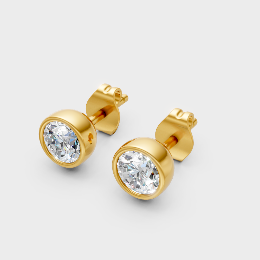 Certified 1 Carat Total Lab-Grown Diamond Earrings In Yellow Gold