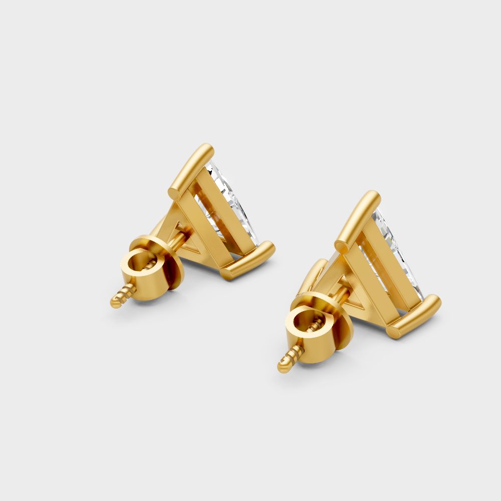 Ethical Lab-Grown Triangle Diamond Earrings Yellow Gold