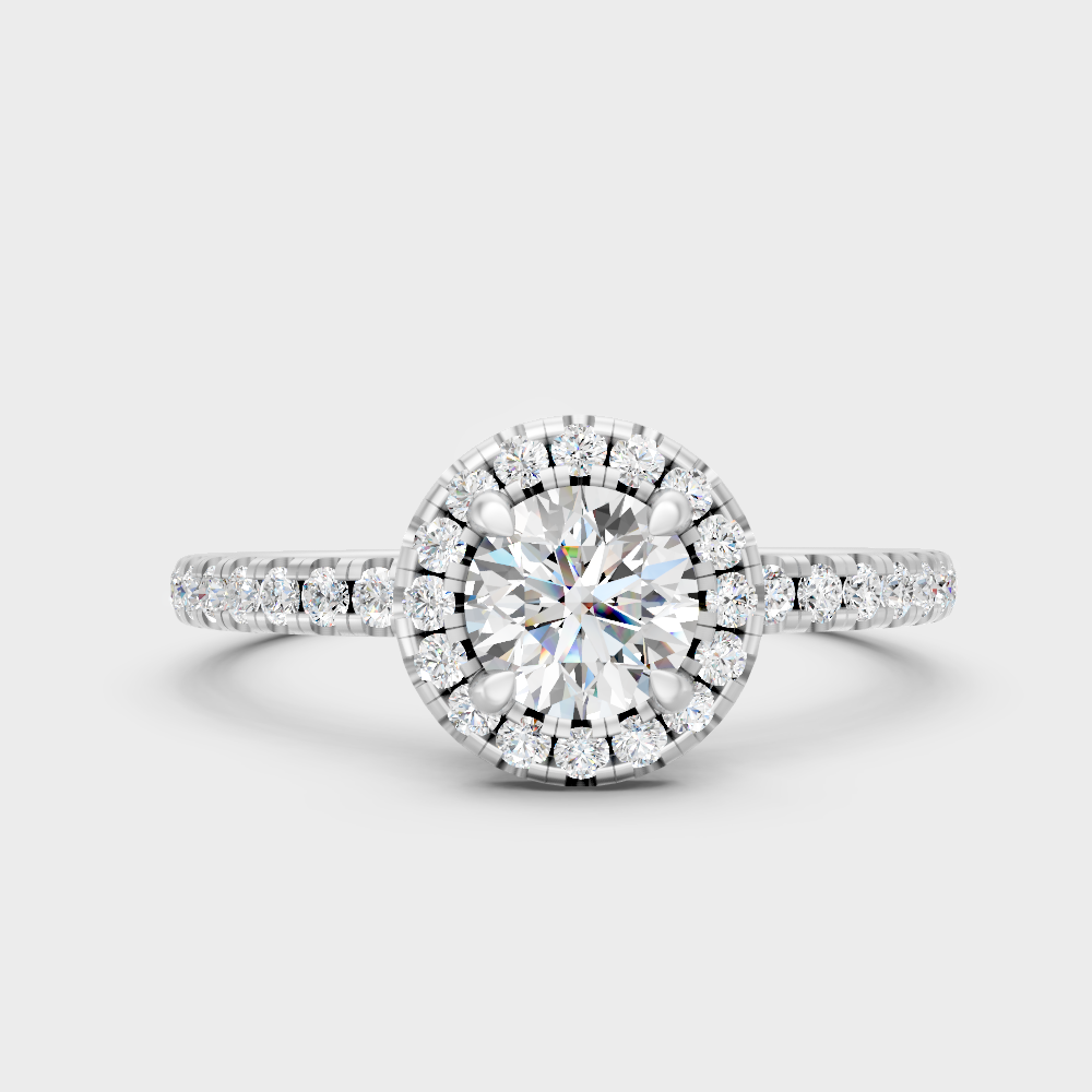 Premium 950 Platinum Round-Cut Lab-Grown Diamond Engagement Halo Ring