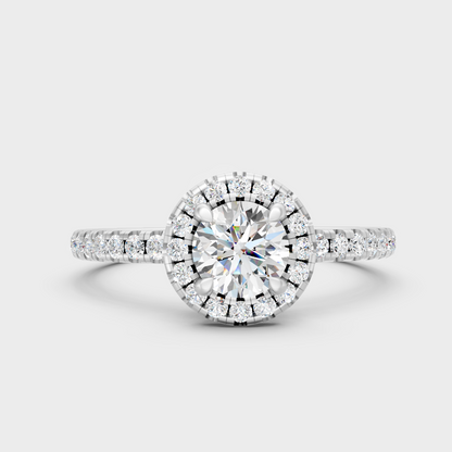 Premium 950 Platinum Round-Cut Lab-Grown Diamond Engagement Halo Ring