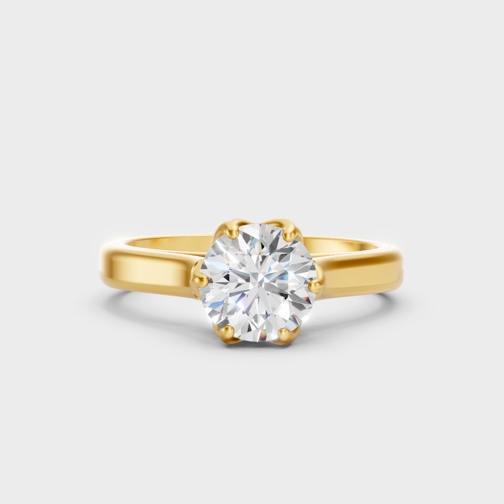 Sustainable Yellow Gold Ring With Igi Certified Round-Cut Lab Diamonds