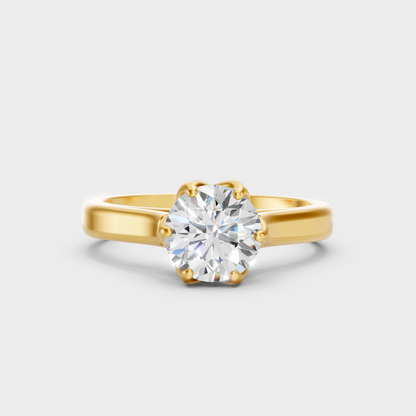 Sustainable Yellow Gold Ring With Igi Certified Round-Cut Lab Diamonds