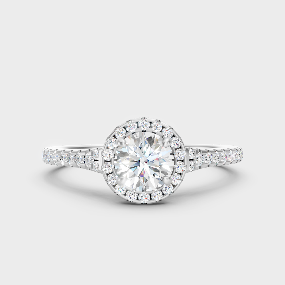 Premium 950 Platinum Round-Cut Lab-Grown Diamond Engagement Halo Ring