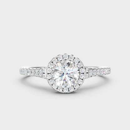 Premium 950 Platinum Round-Cut Lab-Grown Diamond Engagement Halo Ring