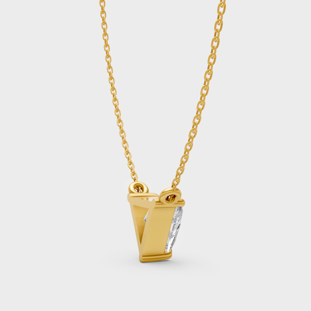 Luxury Triangle Cut Lab-Grown Diamond Pendant With Chain In Yellow Gold