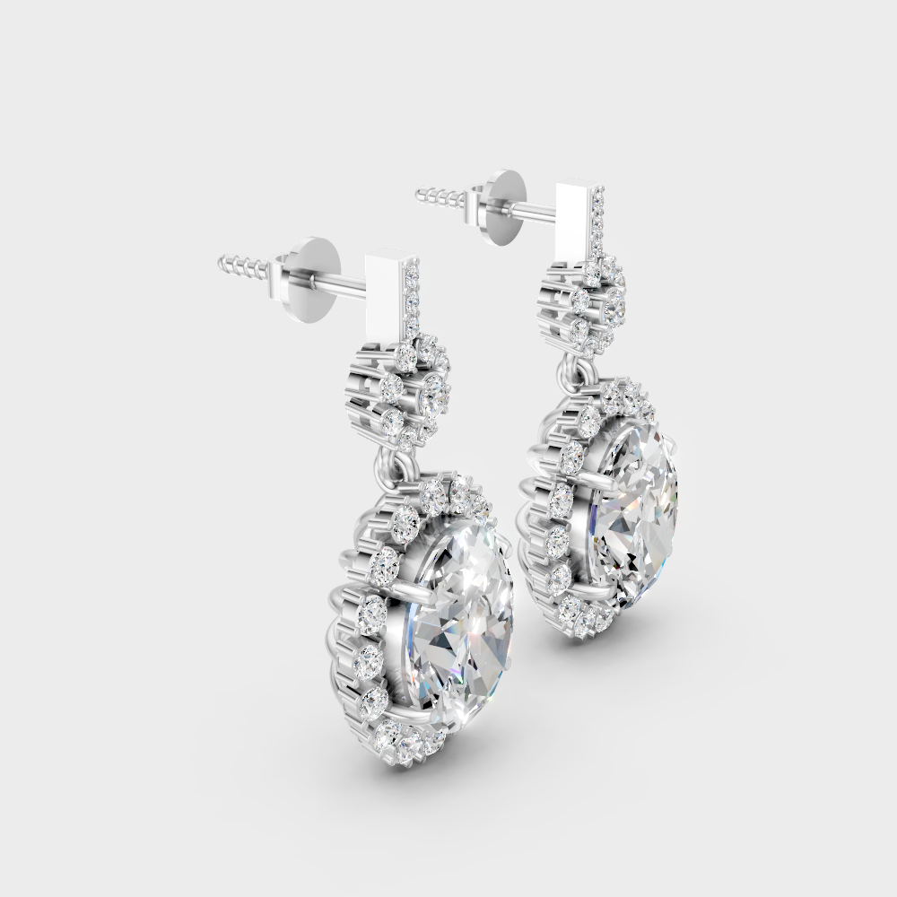 Luxury Round Oval Lab-Grown Diamond Drop Earrings In 950 Platinum