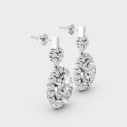 Luxury Round Oval Lab-Grown Diamond Drop Earrings In 950 Platinum