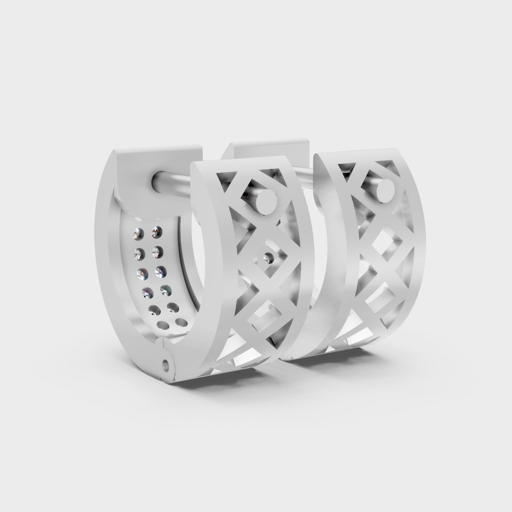 Minimal Men’s Diamond Hoop Earrings In Platinum 950 Premium Craftsmanship