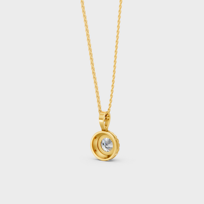 Statement 2.39 Ct Round Cut Diamond Halo Necklace Yellow Gold