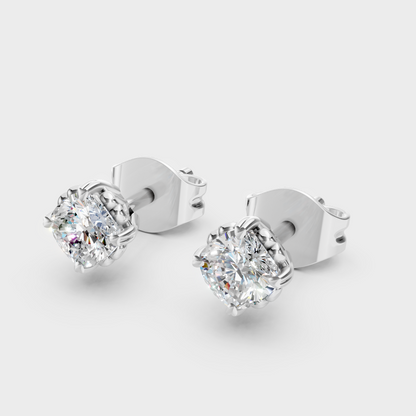 Certified Cushion Cut Lab-Grown Diamond Studs In White Gold