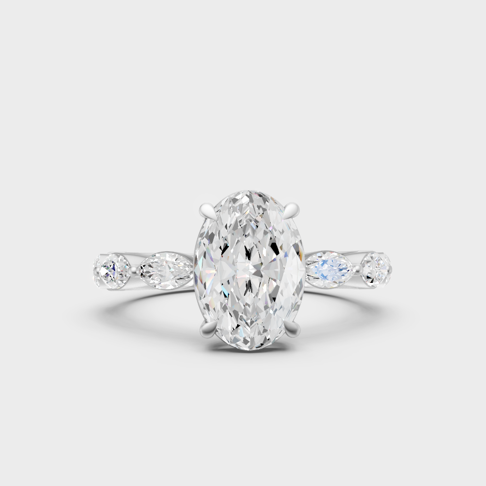 Premium 950 Platinum Oval-Cut Lab-Grown Diamond Engagement Ring