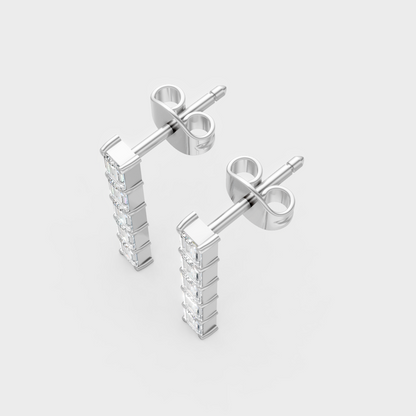 Baguette Diamond Stud Earrings Lab Grown Platinum Fine Jewelry
