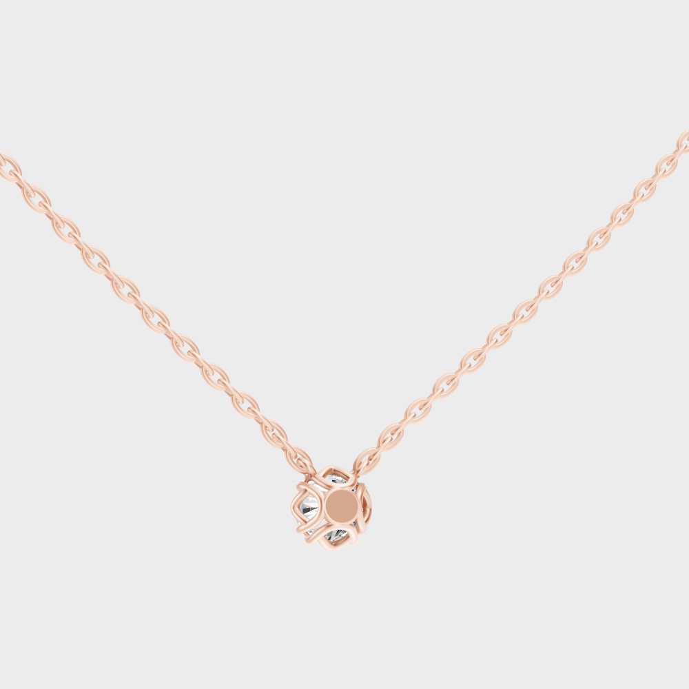 Luxury Round Cut Diamond Pendant Necklace Rose Gold