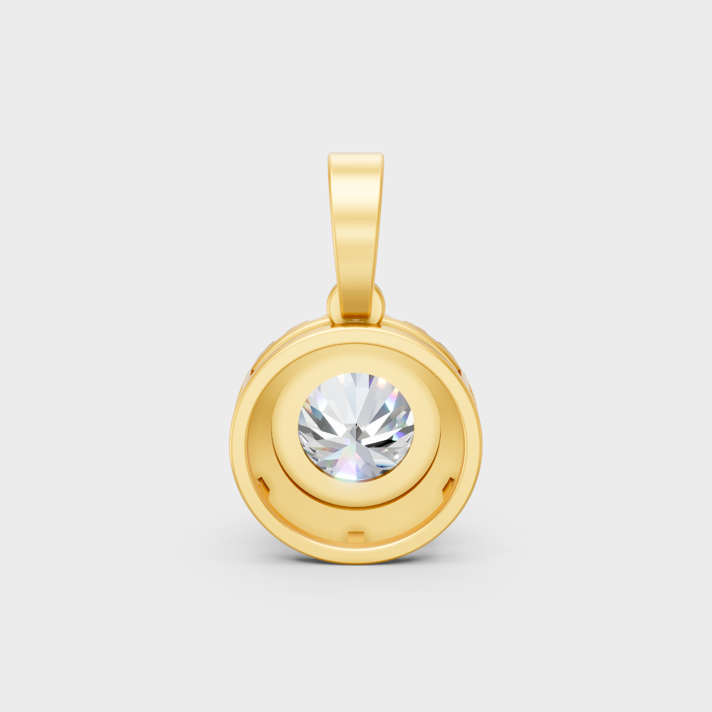 Yellow Gold Round Diamond Halo Pendant For A Luxurious And Ethical Style