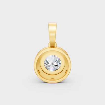 Yellow Gold Round Diamond Halo Pendant For A Luxurious And Ethical Style