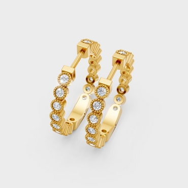 Hallmarked yellow gold round-cut lab diamond earrings with a modern sparkle