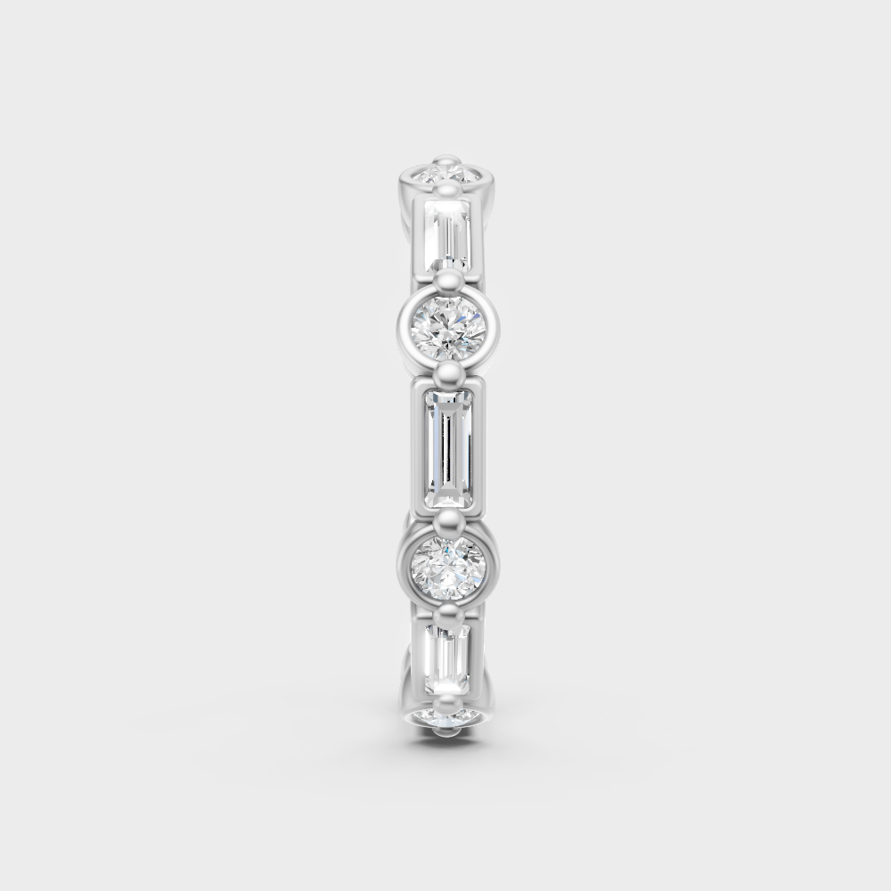 High-Polish 950 Platinum Round And Baguette Lab Diamond Band For Maximum Brilliance
