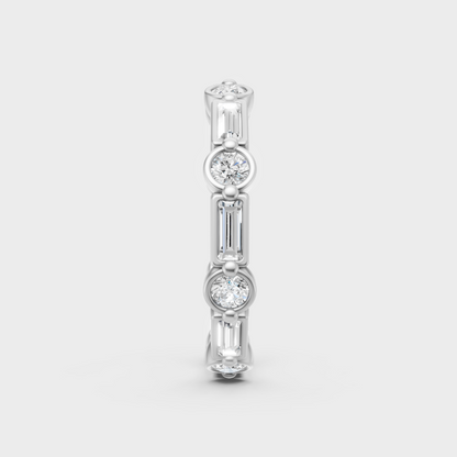 High-Polish 950 Platinum Round And Baguette Lab Diamond Band For Maximum Brilliance