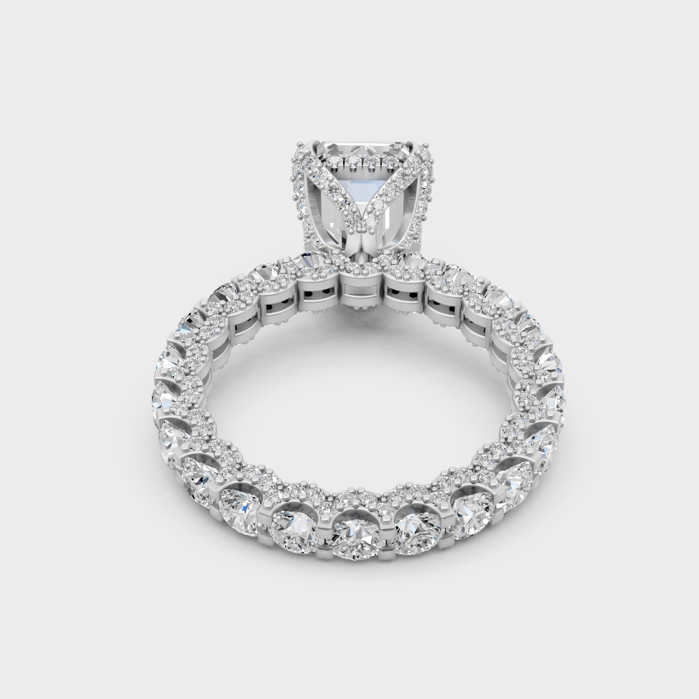 Premium 950 Platinum Hidden Halo Ring Showcasing A 7.28 Carat Emerald Sustainable 