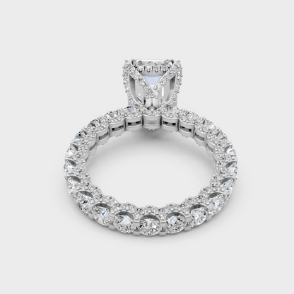 Premium 950 Platinum Hidden Halo Ring Showcasing A 7.28 Carat Emerald Sustainable 