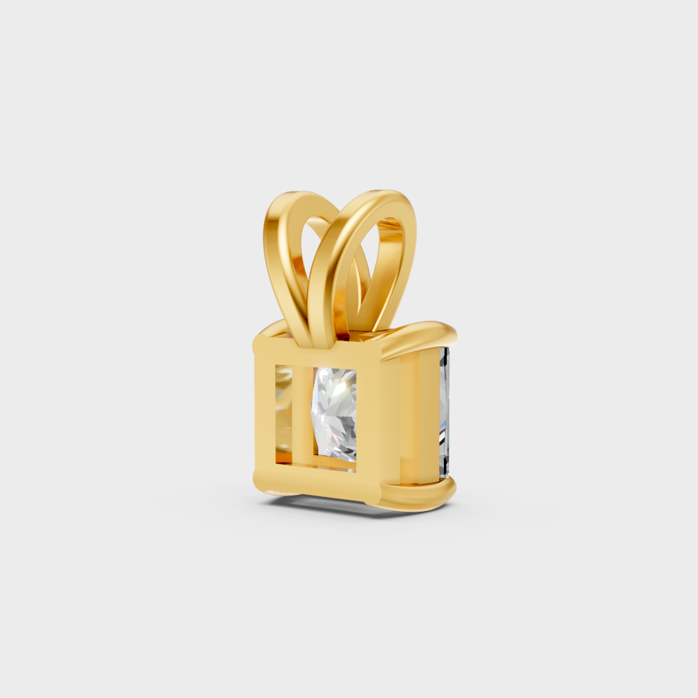 Yellow Gold Princess Diamond Pendant For A Bold And Ethical Style