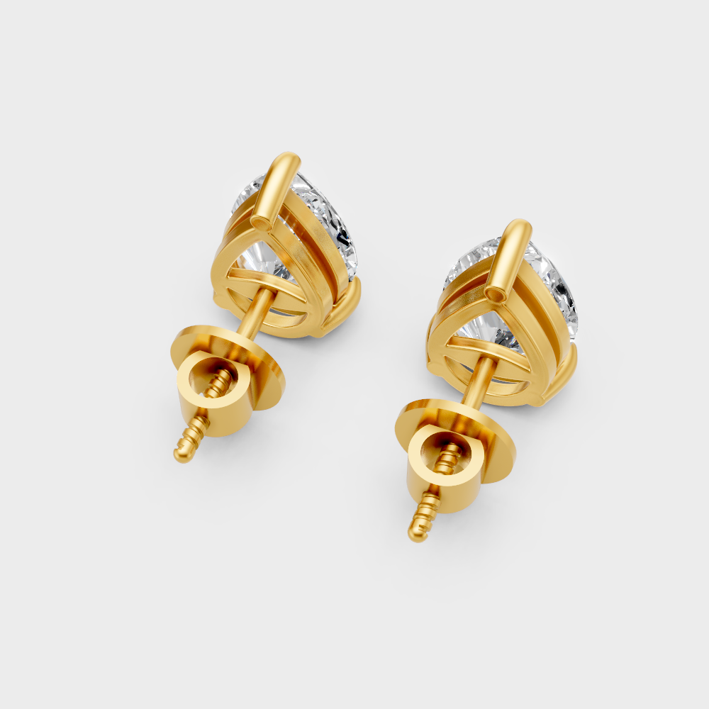 Ethical Lab-Grown Pear Diamond Earrings Yellow Gold