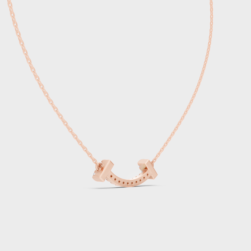Elegant Round Cut Diamond Pendant With Chain Rose Gold