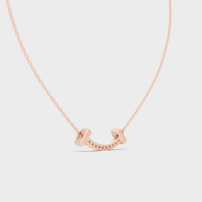 Elegant Round Cut Diamond Pendant With Chain Rose Gold