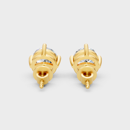 Ethical Lab-Grown Round Diamond Stud Earrings Yellow Gold