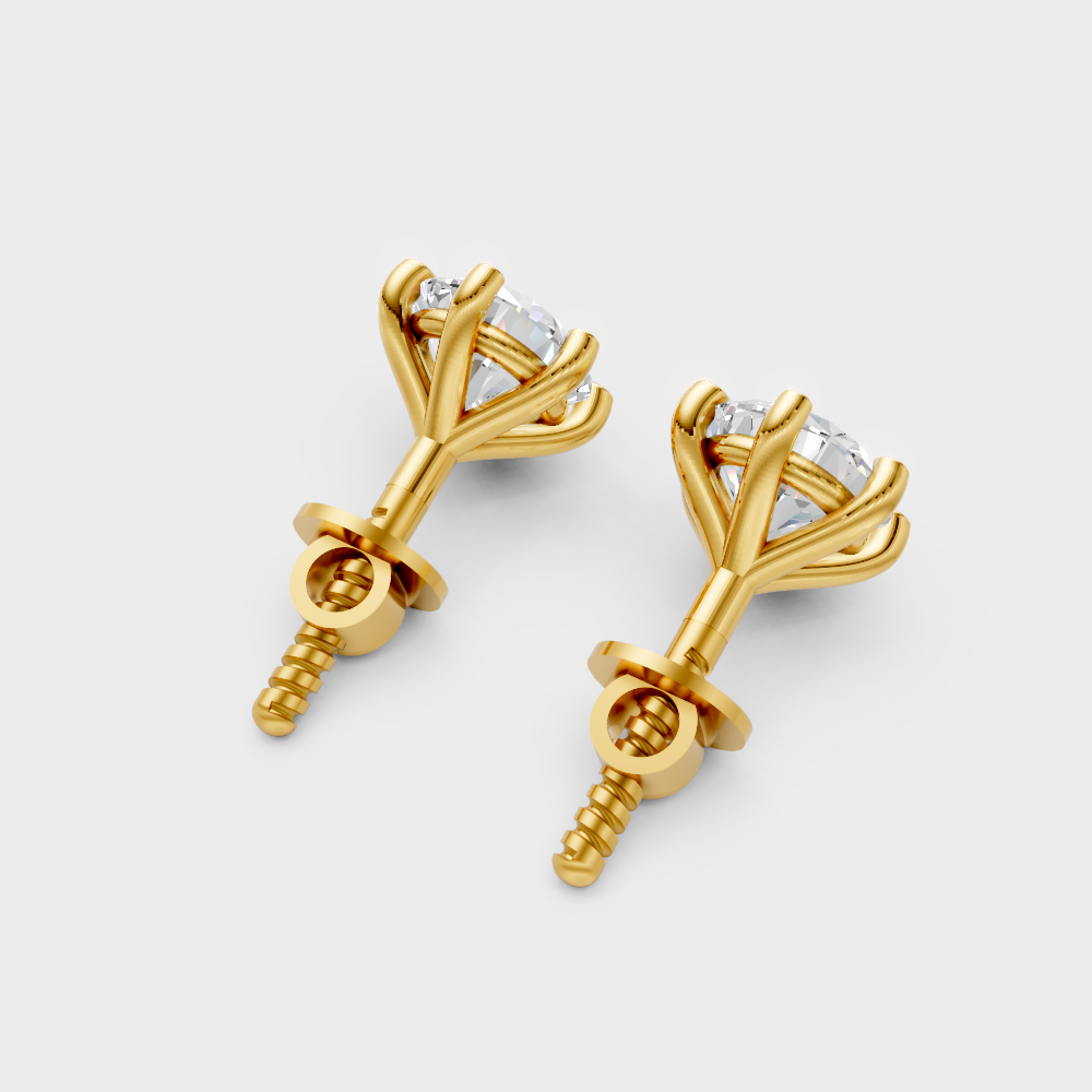 Ethical Lab-Grown Round Diamond Stud Earrings Yellow Gold