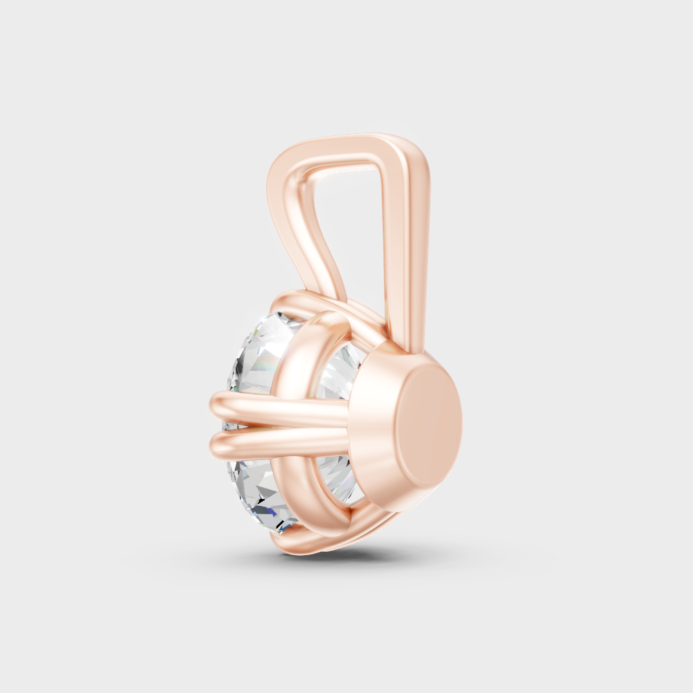 Elegant 1 Carat Round Diamond Pendant Rose Gold