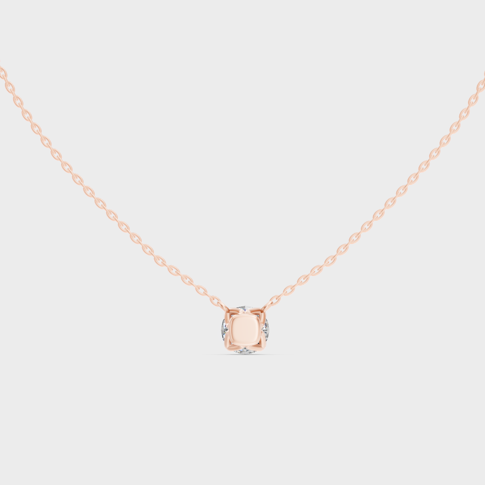 1 Carat Round Diamond Necklace Rose Gold
