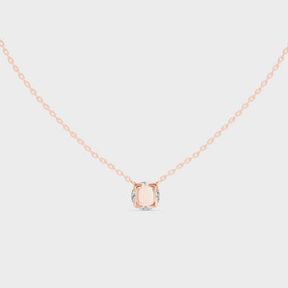 1 Carat Round Diamond Necklace Rose Gold
