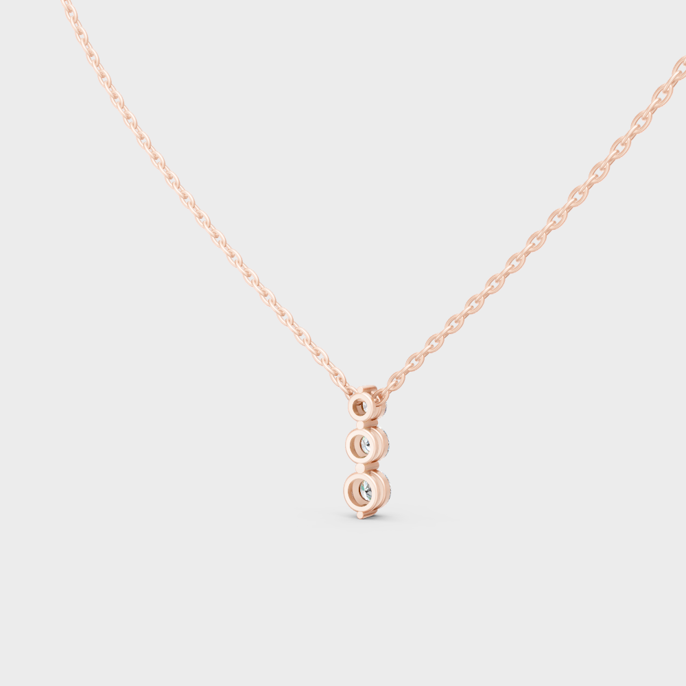 Ethical Round Lab-Grown Diamond Pendant With Chain Rose Gold