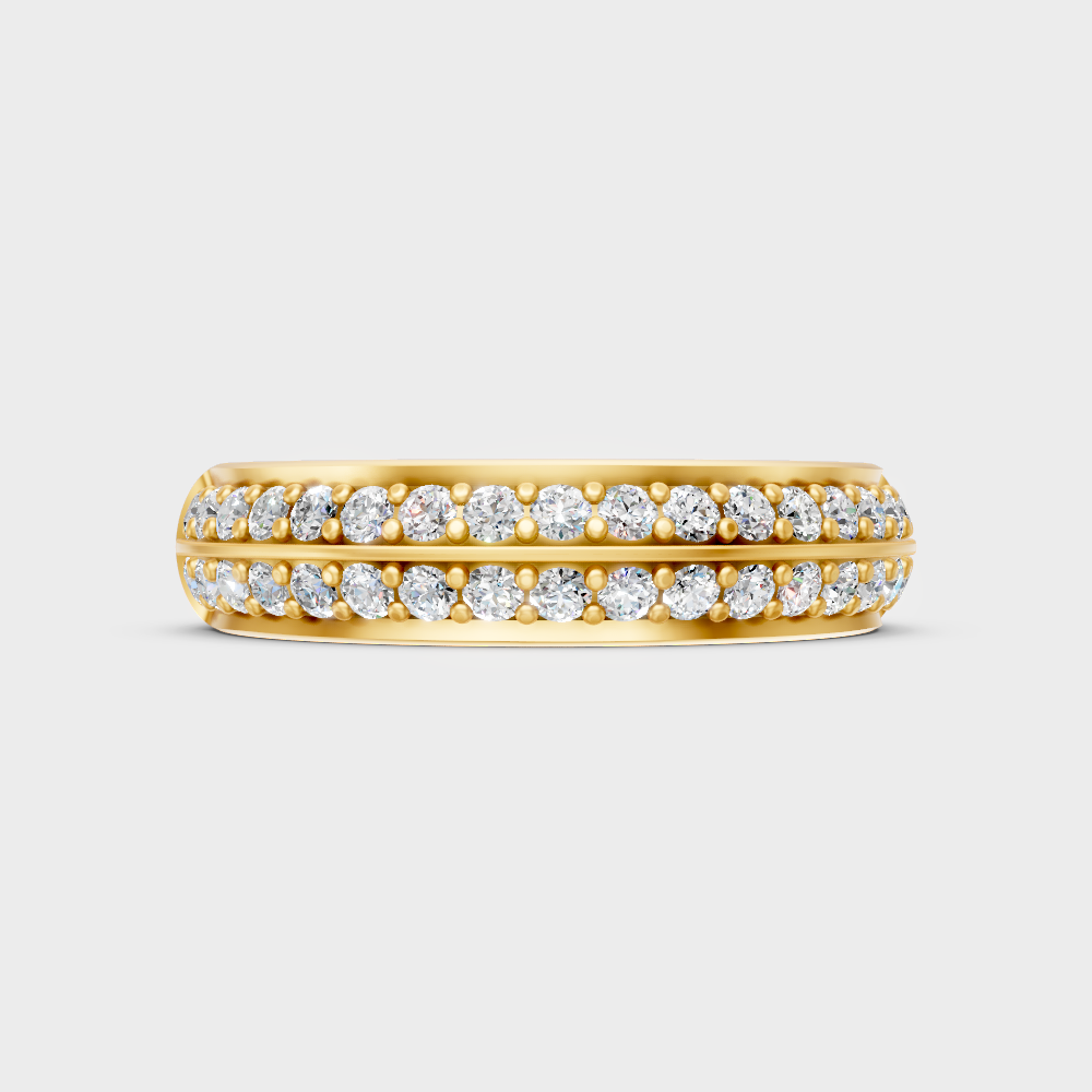 Certified Round-Cut Lab-Grown Diamond Band In 18K Yellow Gold
