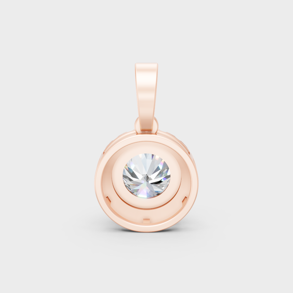 Modern 9K Rose Gold Diamond Halo Necklace With A Brilliant Sustainable Diamond