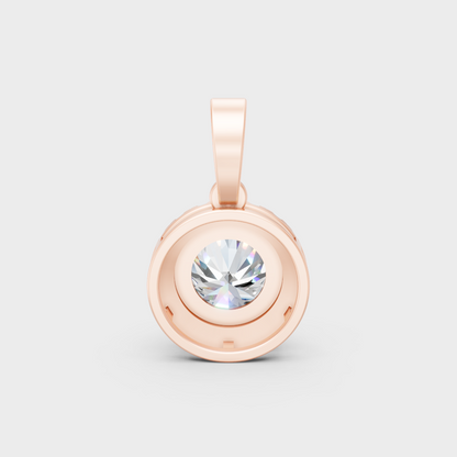 Modern 9K Rose Gold Diamond Halo Necklace With A Brilliant Sustainable Diamond