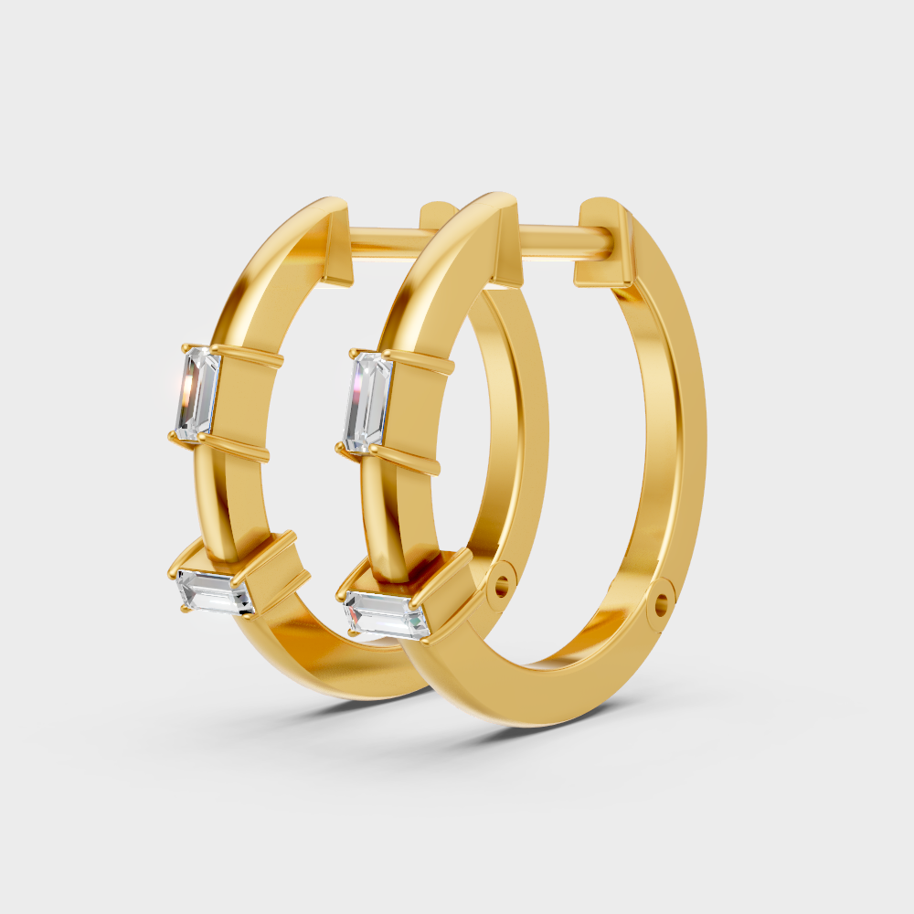 Modern Lab Created Diamond Hoop Earrings In 14K Yellow Gold Certified Design