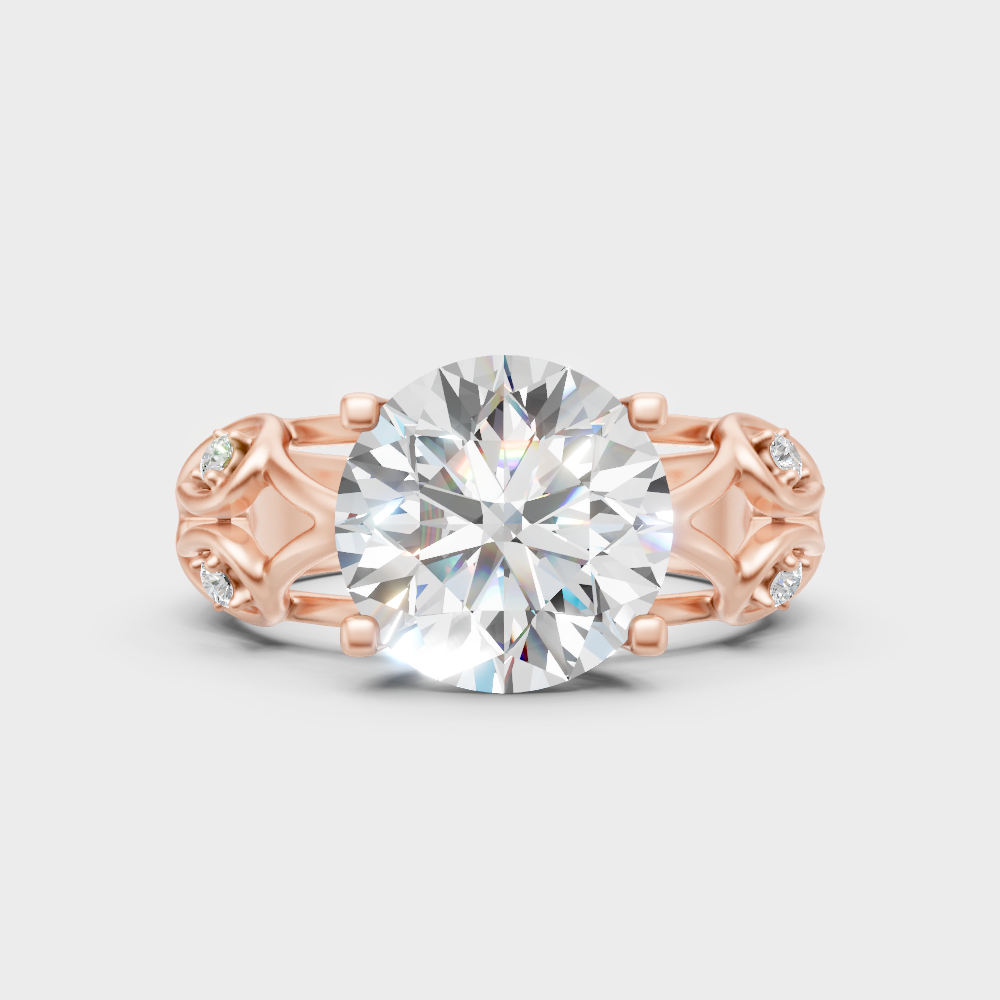 Unique Rose Gold Ring Featuring A Igi Gli Certified Round Lab Diamond Solitaire