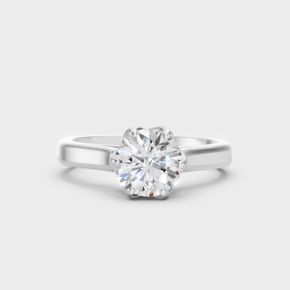 Sleek White Gold Solitaire Ring Featuring A Igi Certified Round Lab Diamond