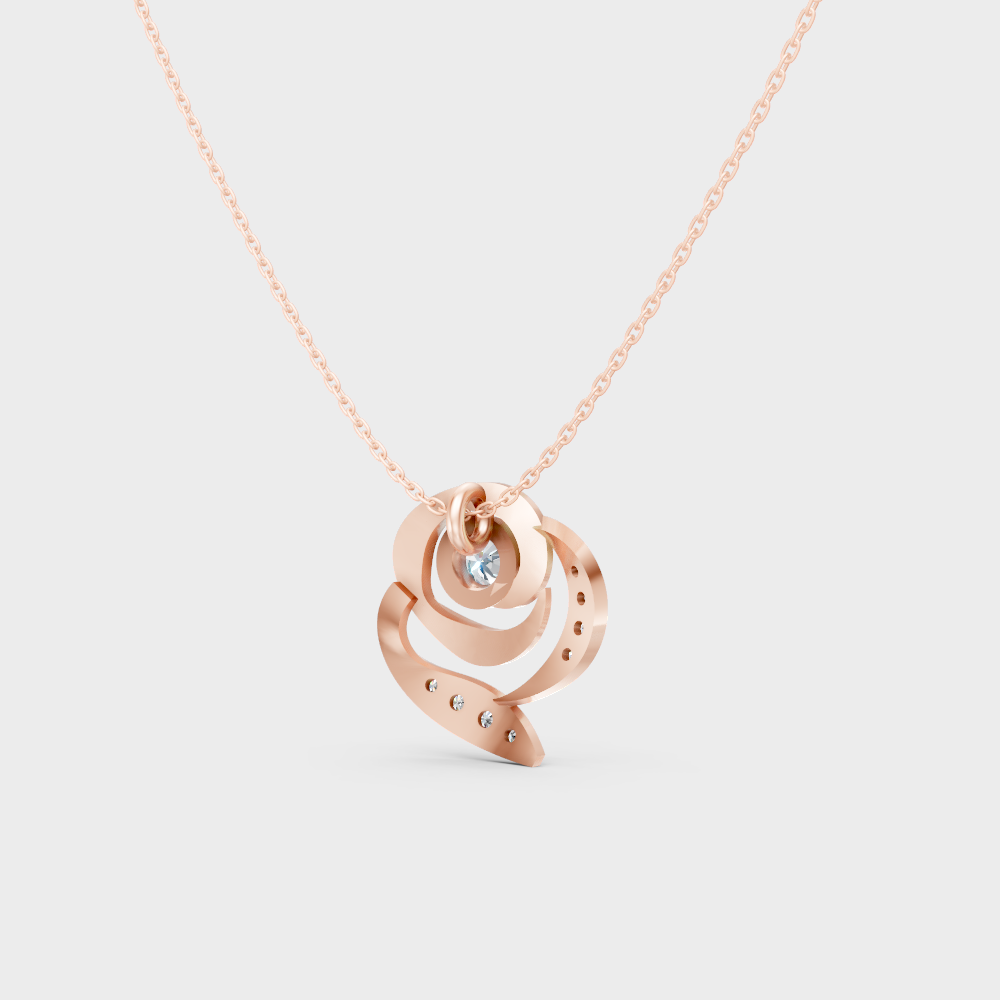 Elegant Round Diamond Pendant Necklace 0.35 Ct Rose Gold