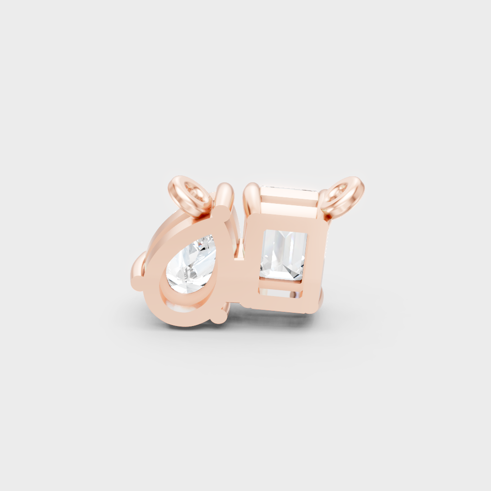 Modern  Rose Gold Toi-Et-Moi Pendant With Brilliant Sustainable Diamonds