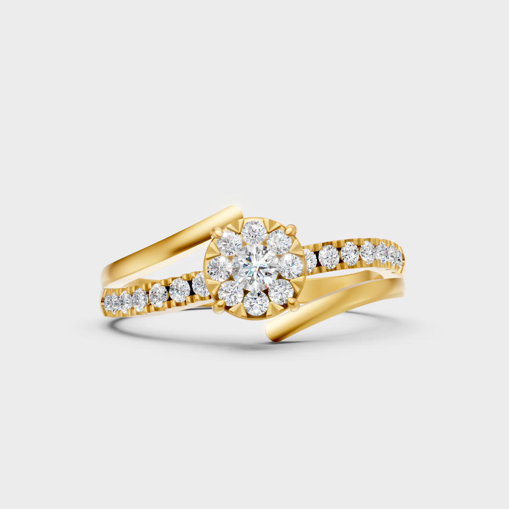 Gli Certified Round-Cut Lab-Grown Diamond Engagement Ring In 18K Yellow Gold