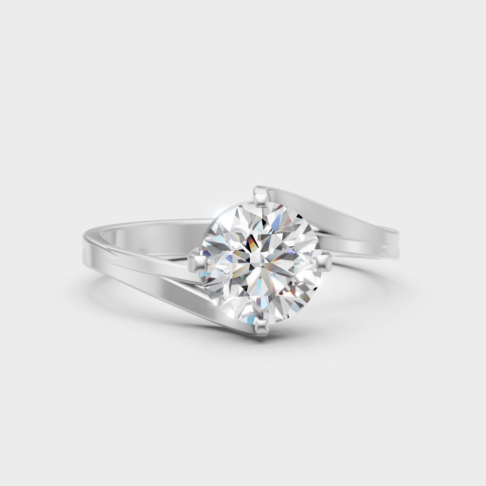 Sleek White Gold Solitaire Ring Featuring A Igi Certified Round Lab Diamond