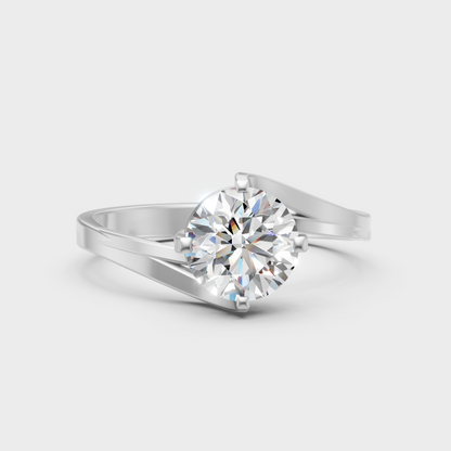 Sleek White Gold Solitaire Ring Featuring A Igi Certified Round Lab Diamond