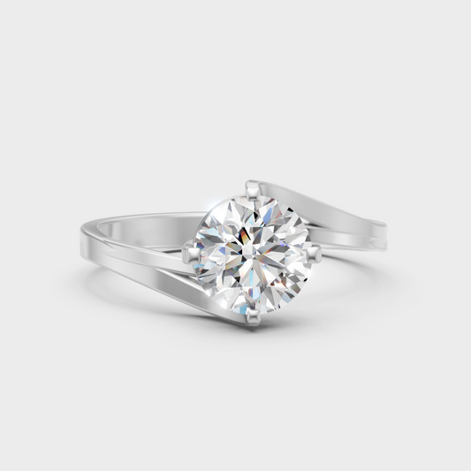 Sleek White Gold Solitaire Ring Featuring A Igi Certified Round Lab Diamond