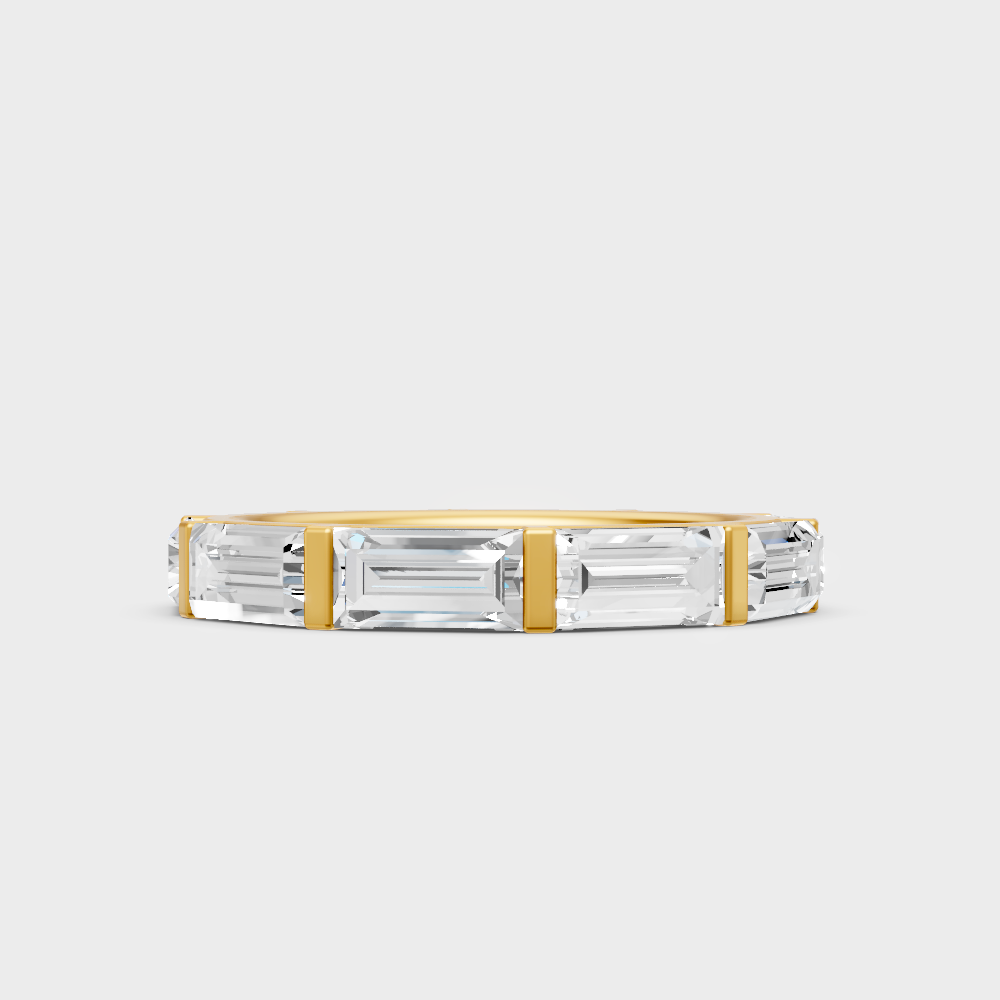 Certified 3.66 Carat Baguette-Cut Lab-Grown Diamond Eternity Band In 18K Yellow Gold